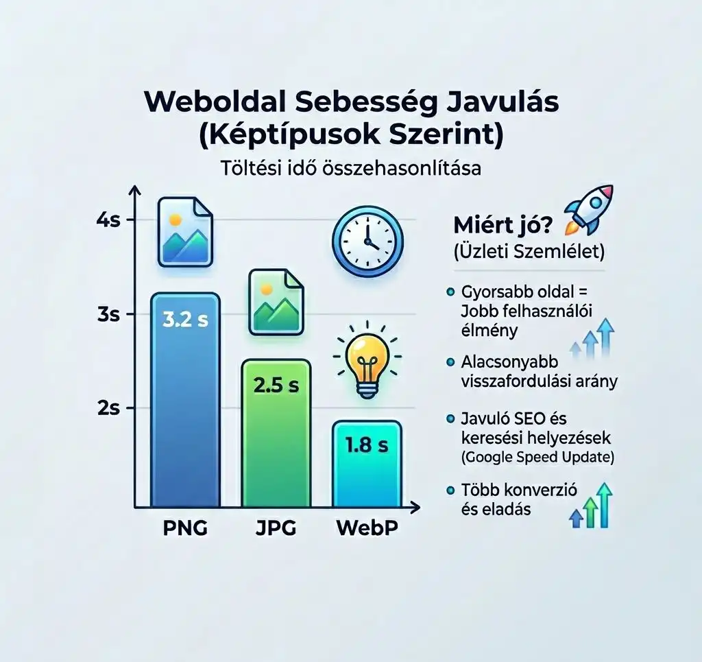 weboldal sebesség javulás webp képekkel